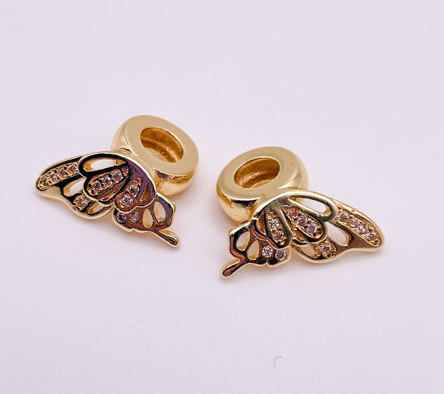 Gold or Silver Butterfly Spacer Charm Beads