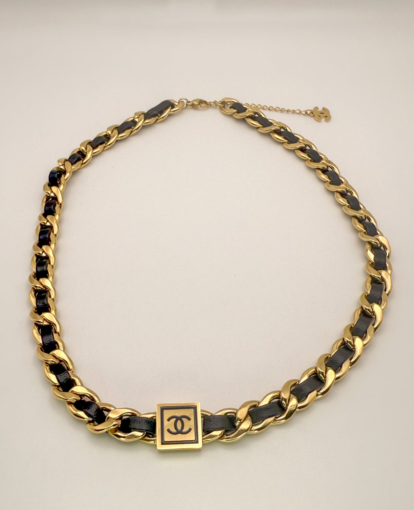 Chanel Gold & Leather Necklace Bracelet Set