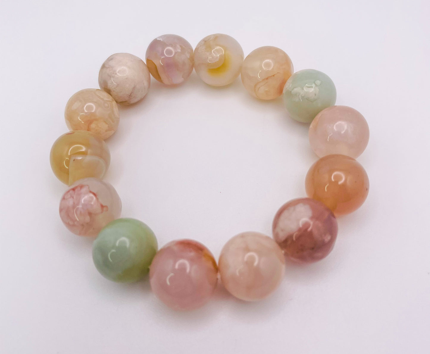 Natural Sakura Flower Agate Crystal Bracelet