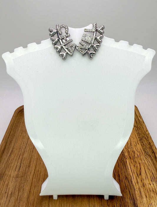 Silver Chanel Stud Statement Earrings