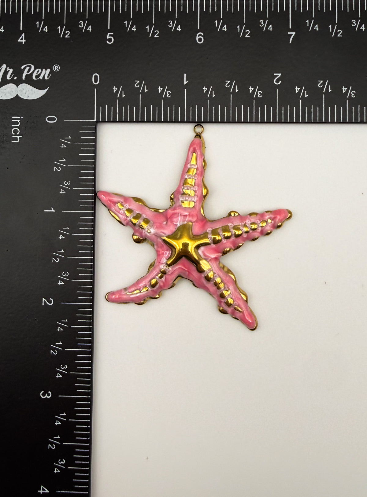 Gold Stainless Steel Pink Enamel StarFish Charm Pendant DIY