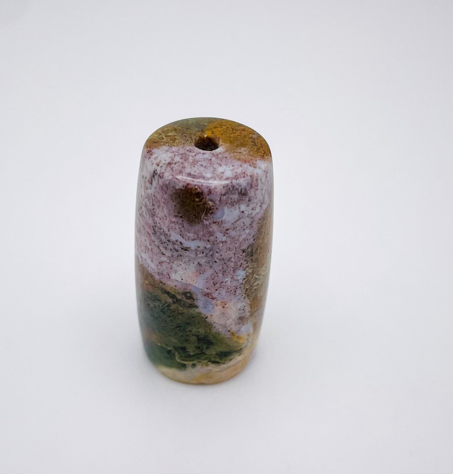 Natural Ocean Jasper Focal Barrel  Crystal Beads