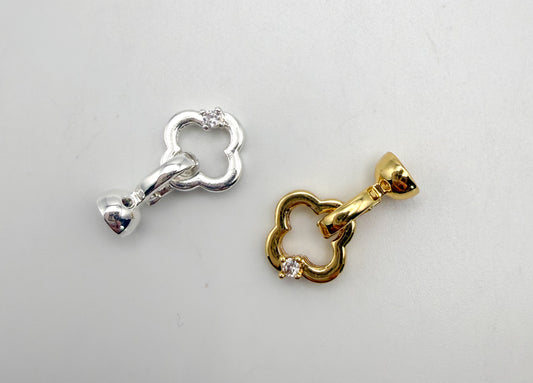 Clover Connector Clasp Gold or Silver
