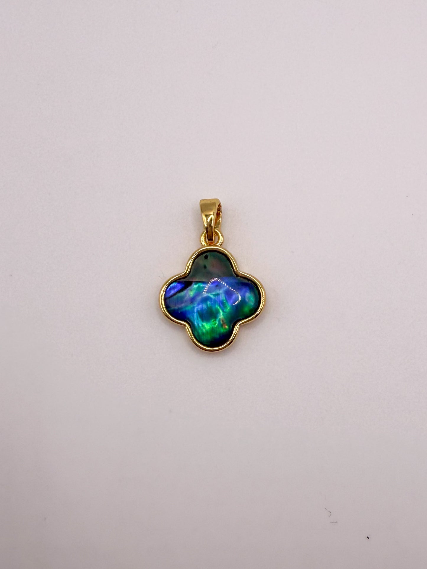 Natural Abalone Shell & Mother of Pearl Shell Clover & Star Gold Charm Pendants