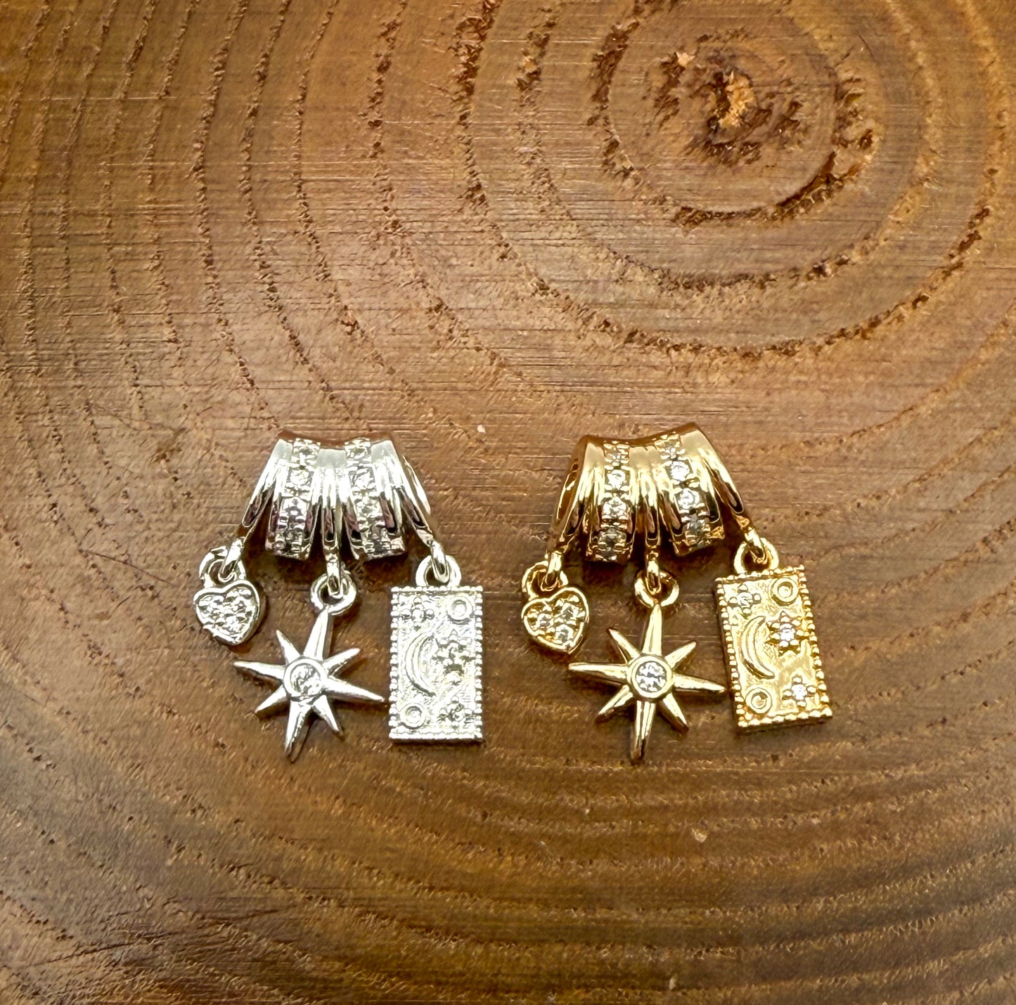 Gold & Silver Sun Moon Tarot Charm Pendant Pandora Style