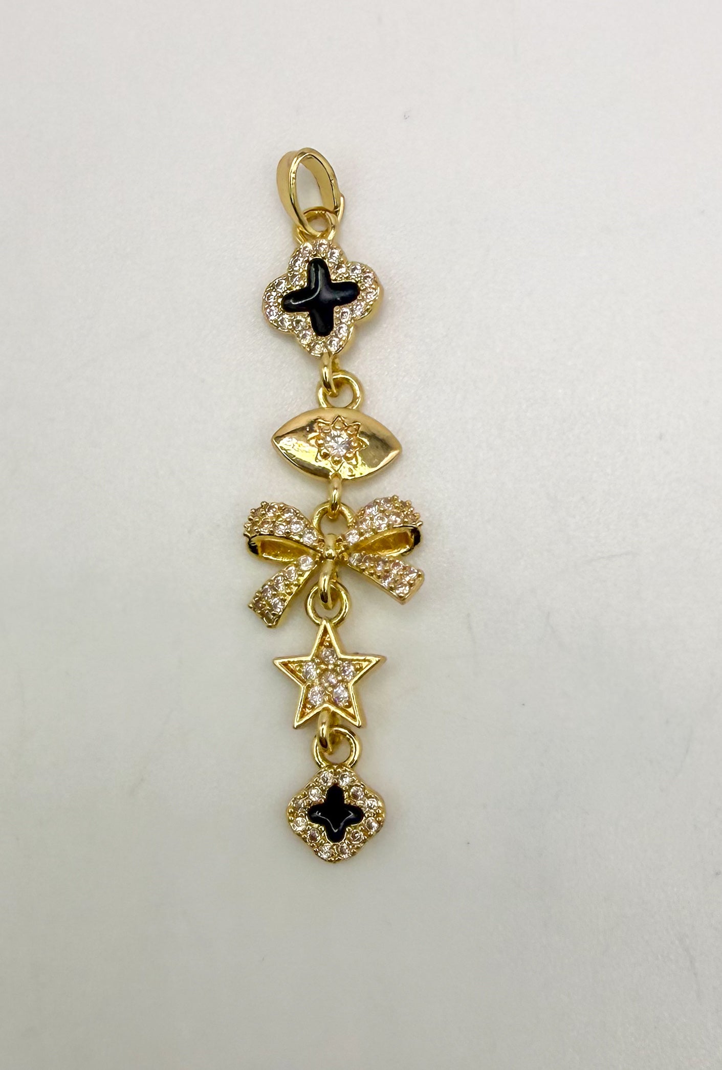 Gold & Silver Clover Dangling Charms Pendant