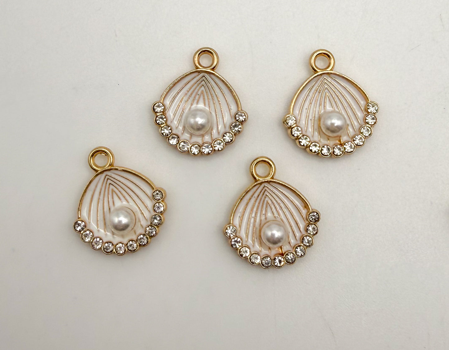 Gold Pink or White Shell DIY Charm Set