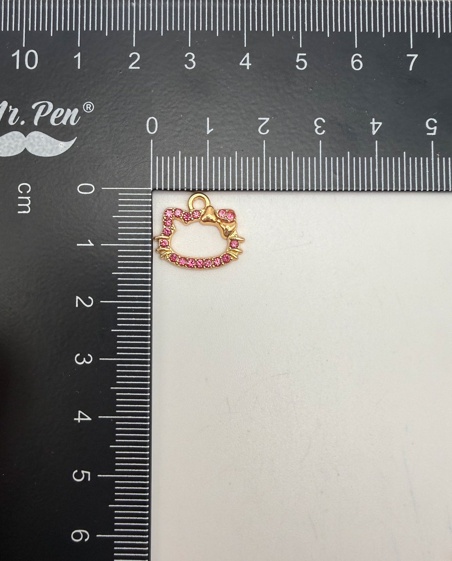 Gold HK Head Pink Rhinestone covered Metal Charm