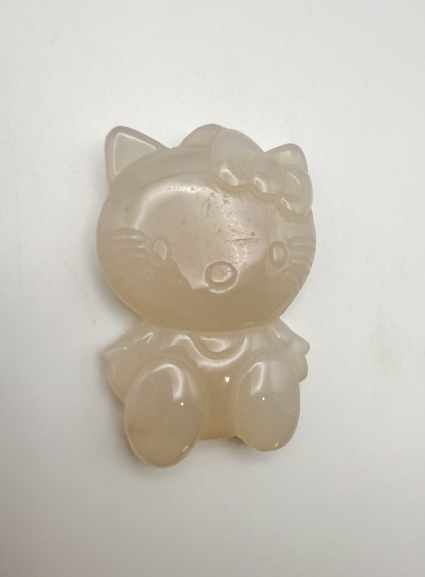 Natural Flower Agate & White Agate Crystal HK Kitty Flatback Decor