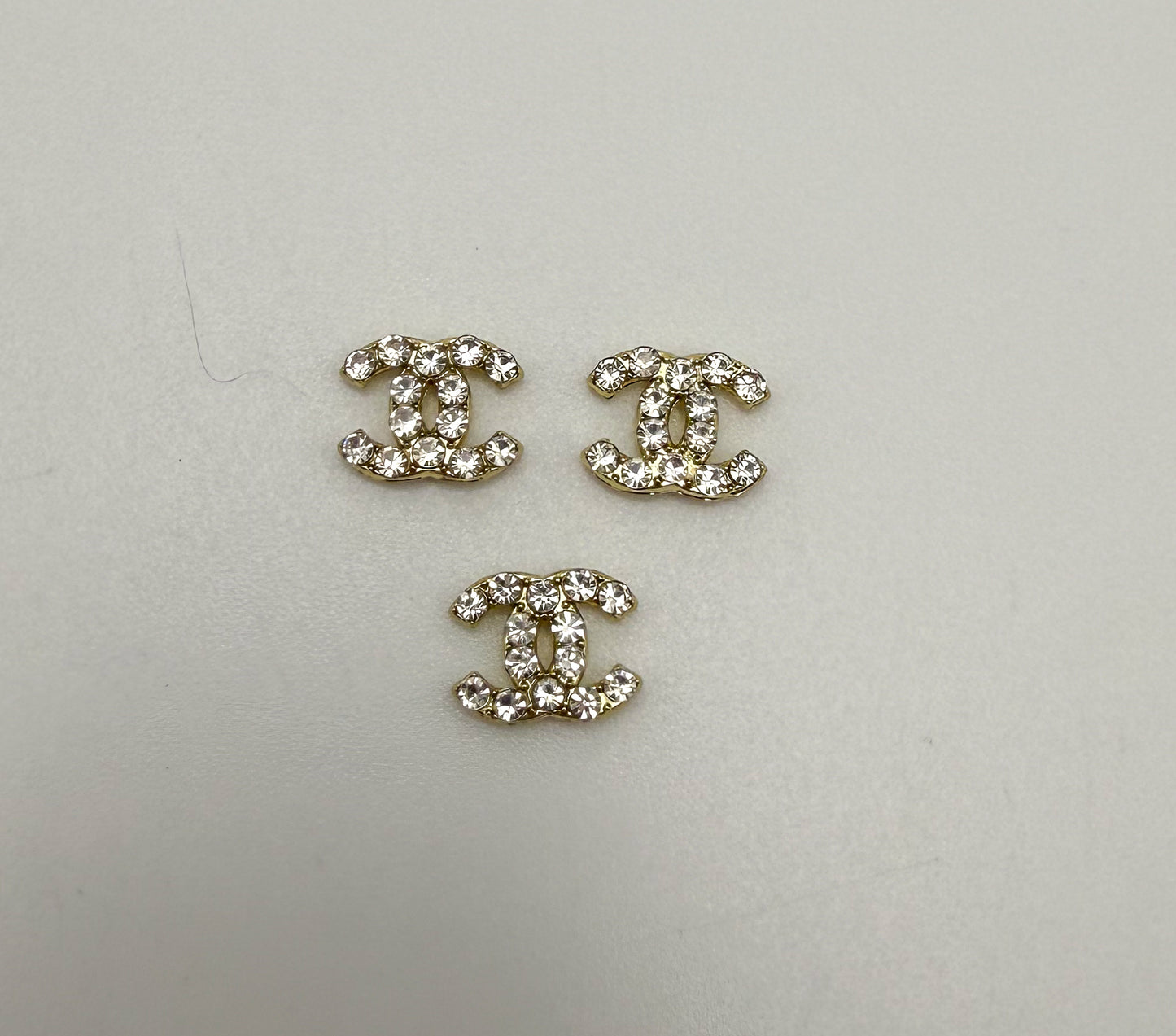 Mini Bling Silver & Gold Flat Back LV & CC Designer DIY Nail Charms