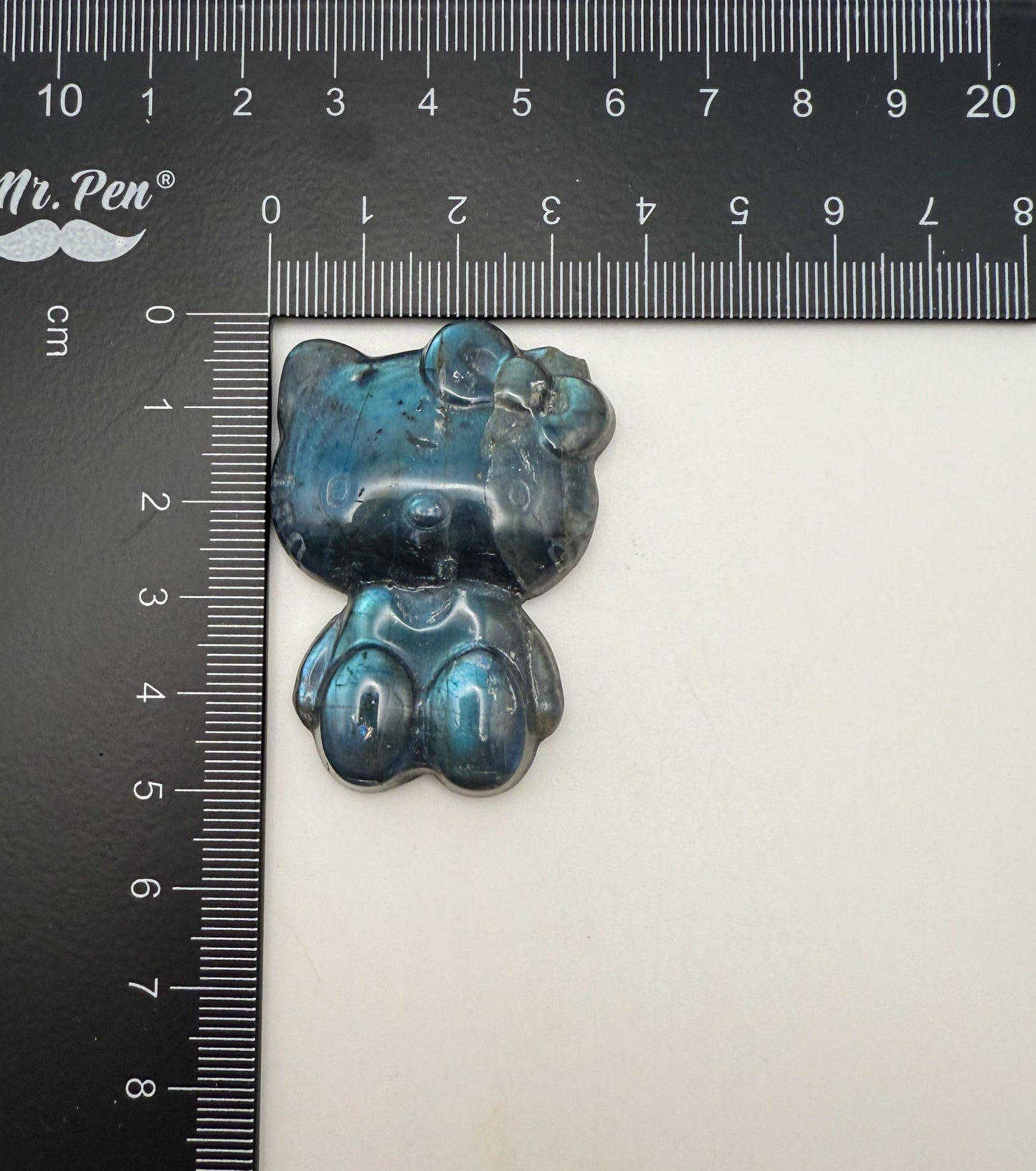 Natural Labradorite Crystal HK Kitty Flatback Decor
