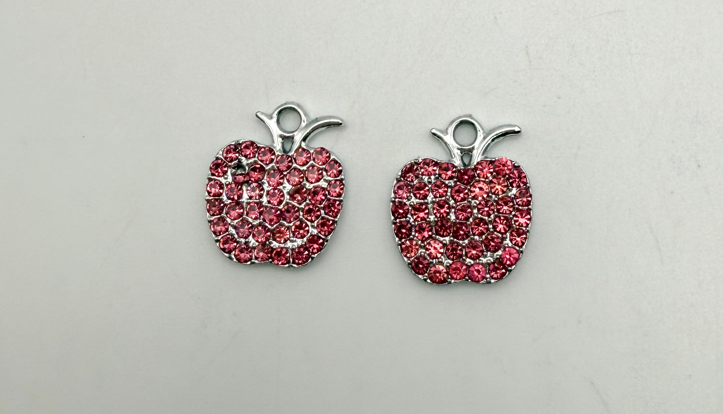 Silver Bling Apple Metal Charm
