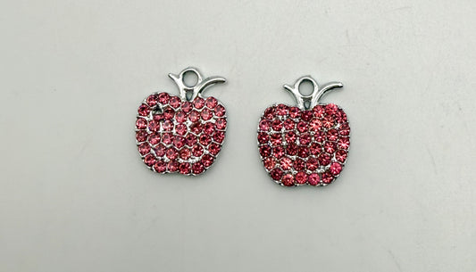 Silver Bling Apple Metal Charm