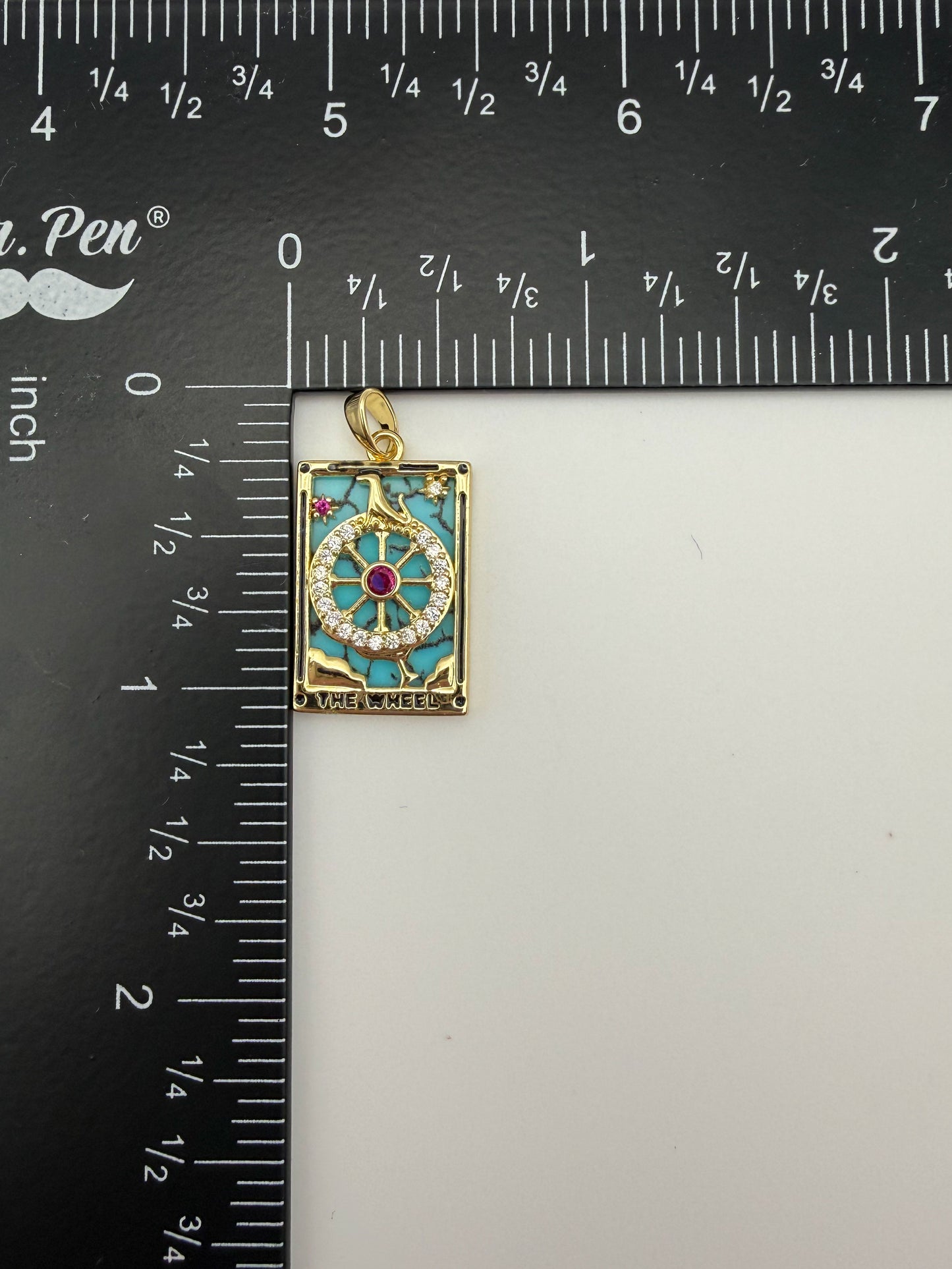 Gold The Wheel Tarot Card & Moon Card Pendants