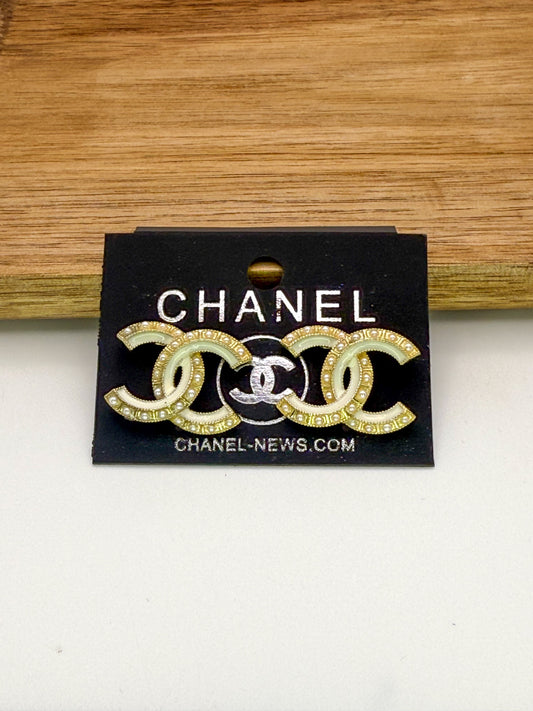 Big Gold CC Stud Earrings