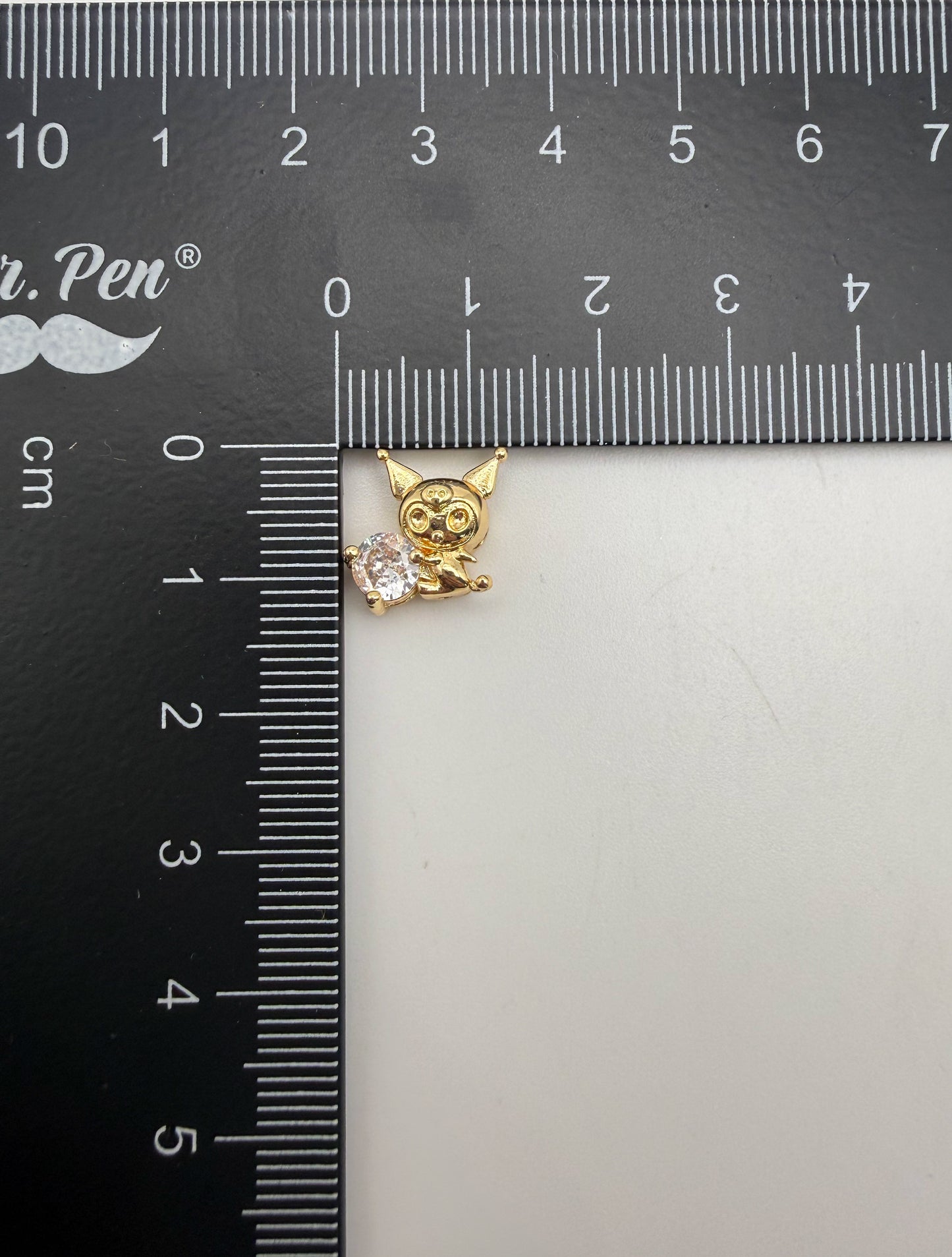 Sanrio’s Kuromi “KuKu” Gold and Silver Metal Spacer Charm Beads with Cubic Zirconia