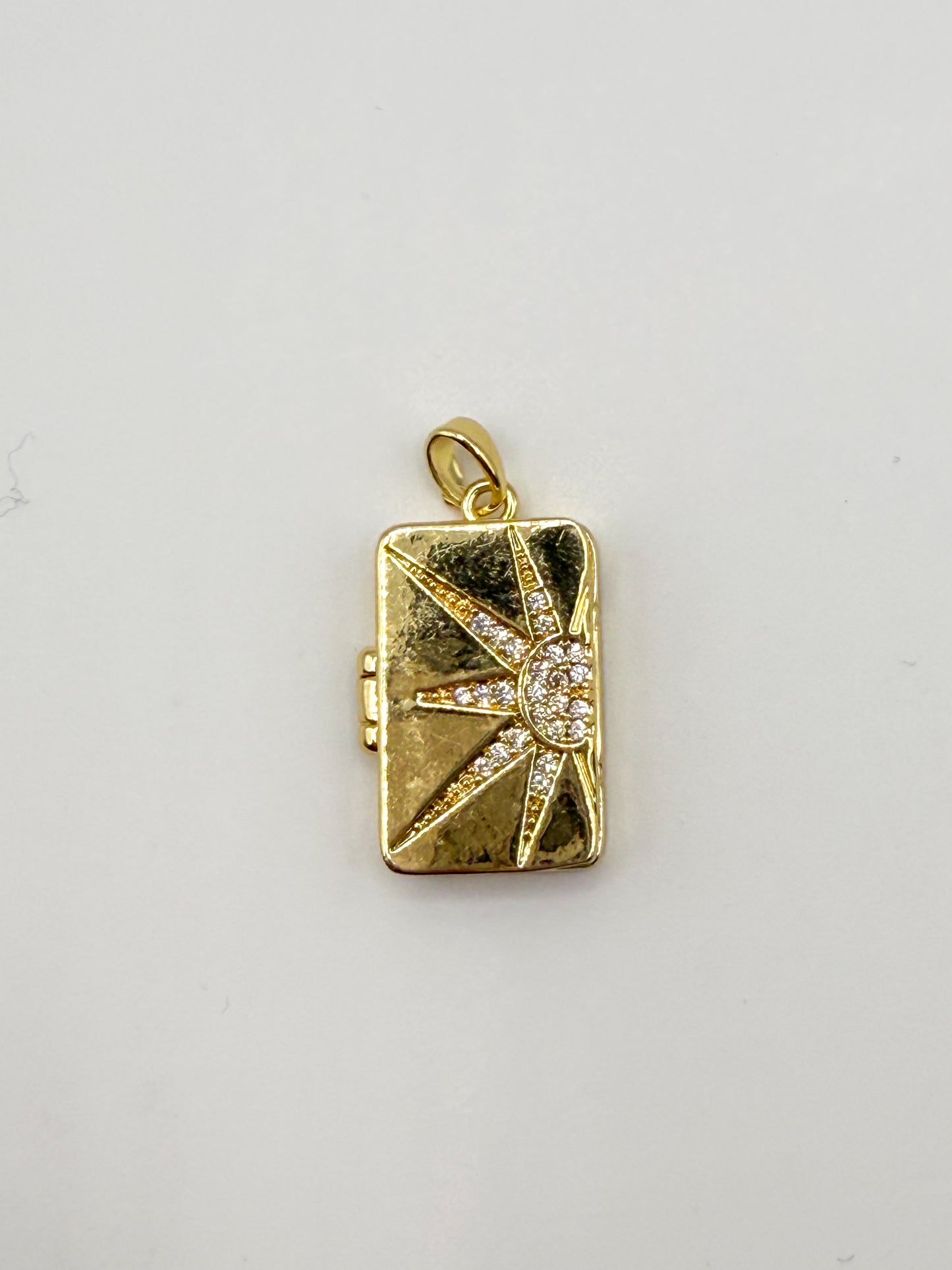 Rectangle Gold & Silver Shining Sun Charm Locket Pendant