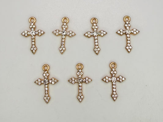 Gold Sparkling Zircon Cross DIY Charms