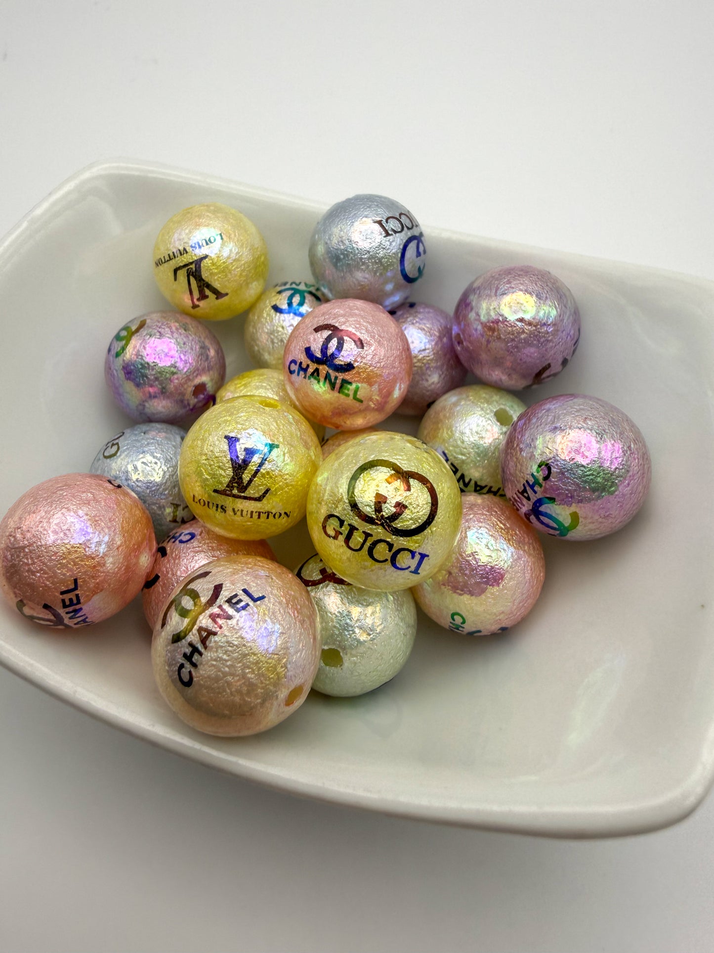 Colorful Metallic 16mm DIY Pen Keychain Acrylic Bead Set