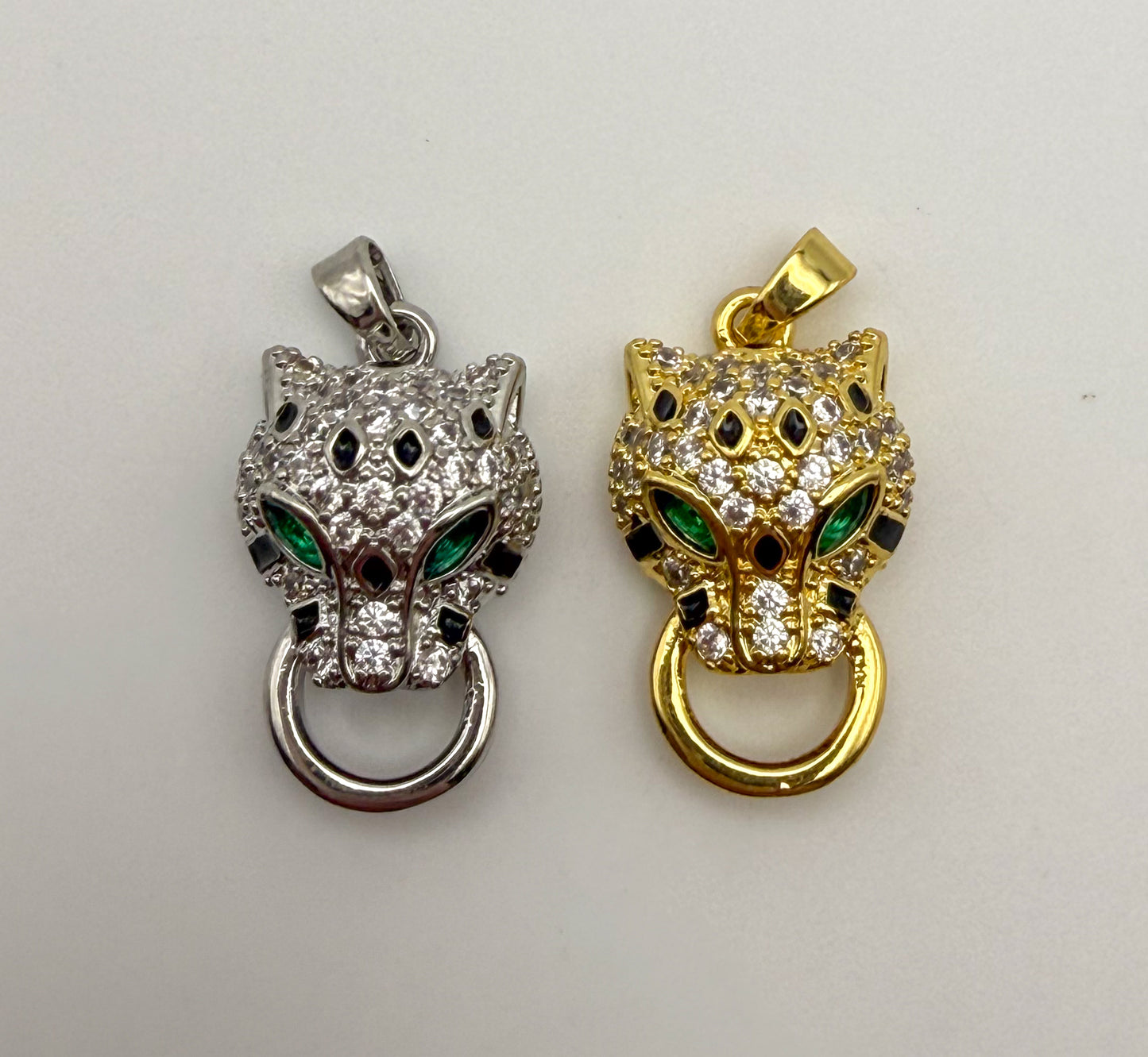 Gold & Silver Leopard Head HQ Charm Pendant