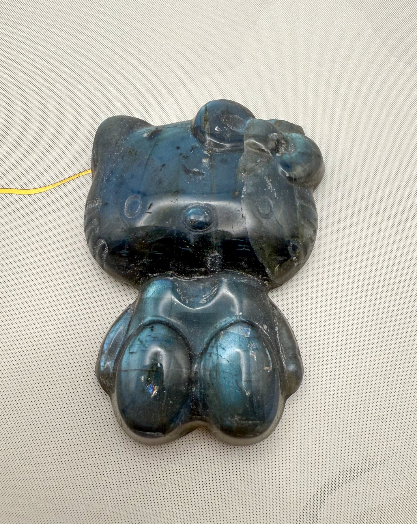Natural Labradorite Crystal HK Kitty Flatback Decor
