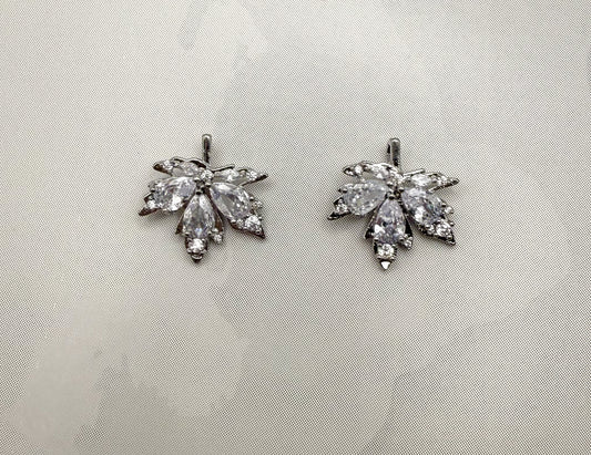 Silver Zircon Covered Maple Leaf DIY Pendants
