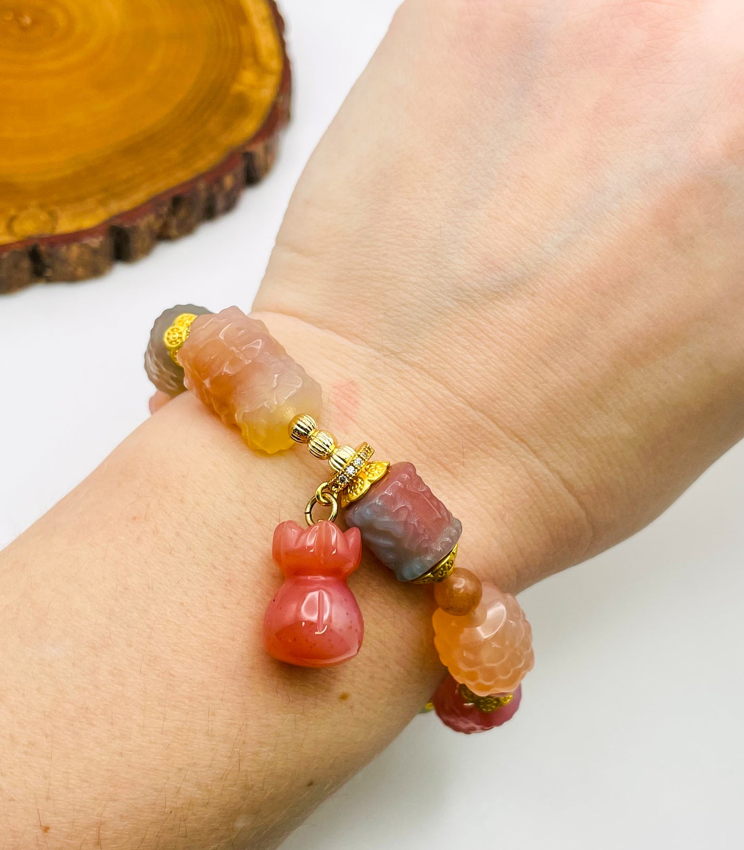 High Quality Yanyuan Agate Fortune Goddess Adjustable Stretch Bracelet