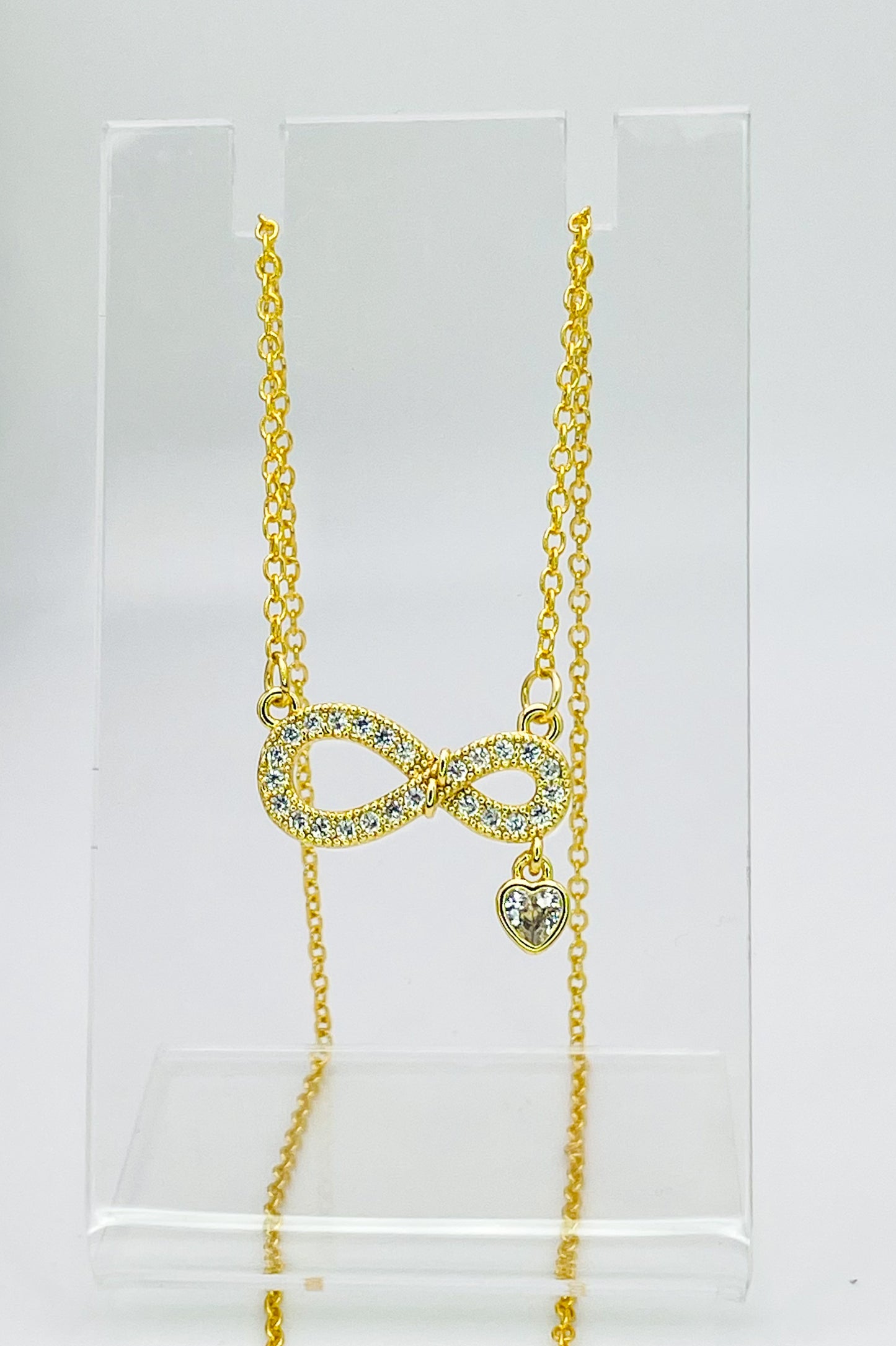 18k Gold Overlay S925 Sterling Silver Infinity Necklace