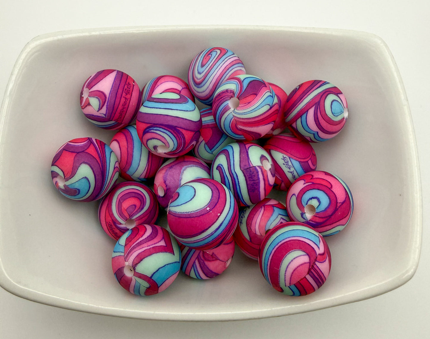 70s Style Flower Child Silicone Printed DIY Pen Keychain Beads