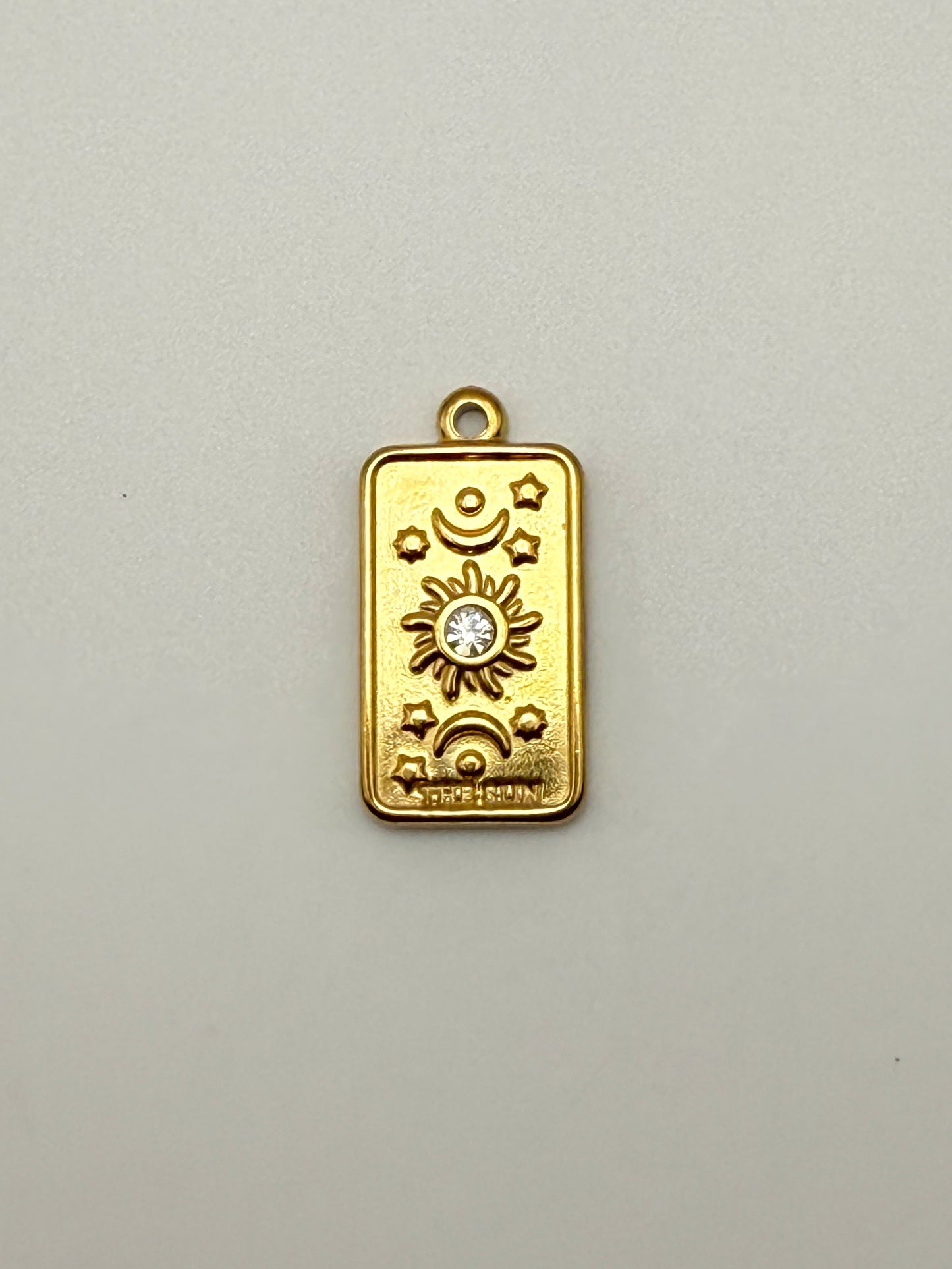 Stainless Steel Gold ‘The Sun’ Card Charm Pendant