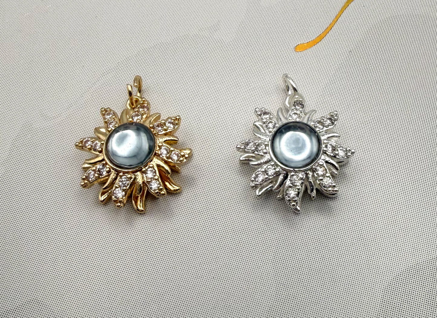 Silver & Gold Spinner Bright Sun Pendant Charm