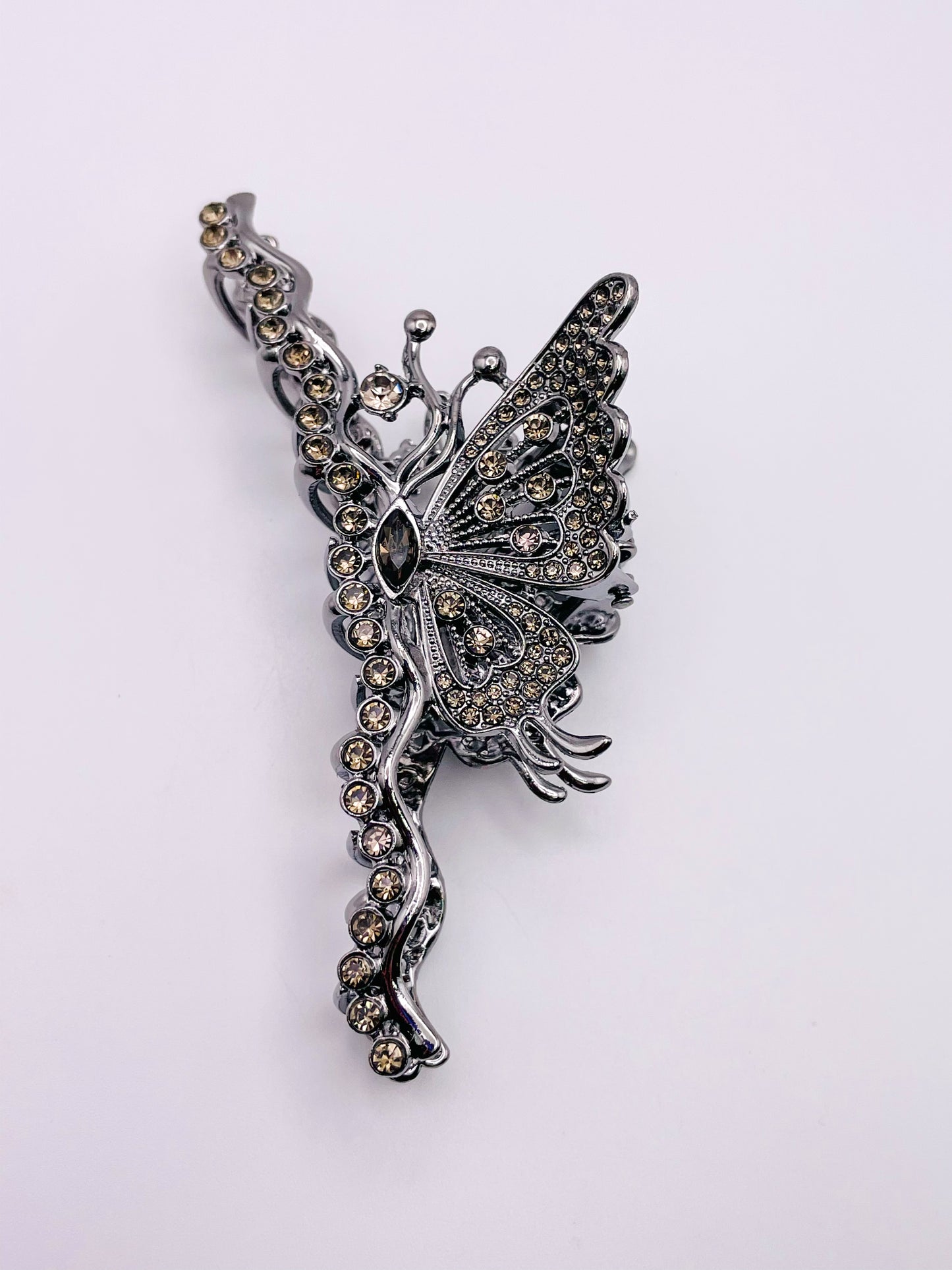 Large Black Bling Butterfly Hair Clip
