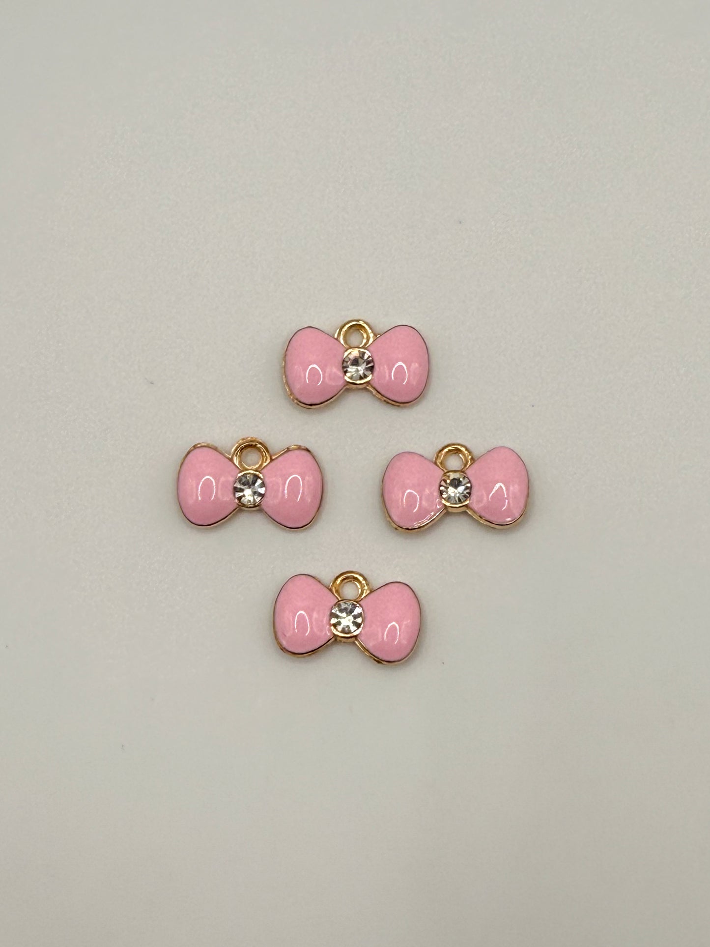 Pink Enameled Bow DIY Gold Metal Charms