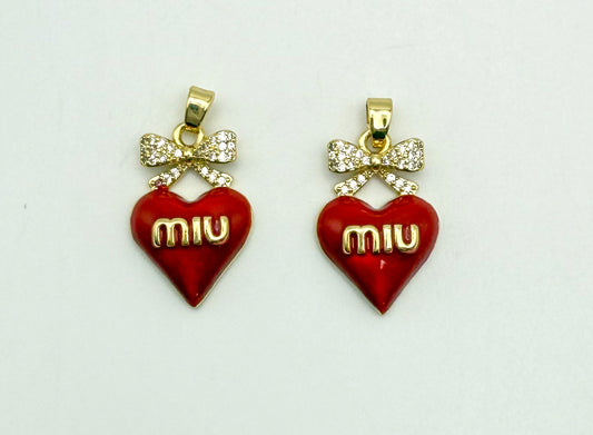 MIU MIU Designer Red Heart Pendant