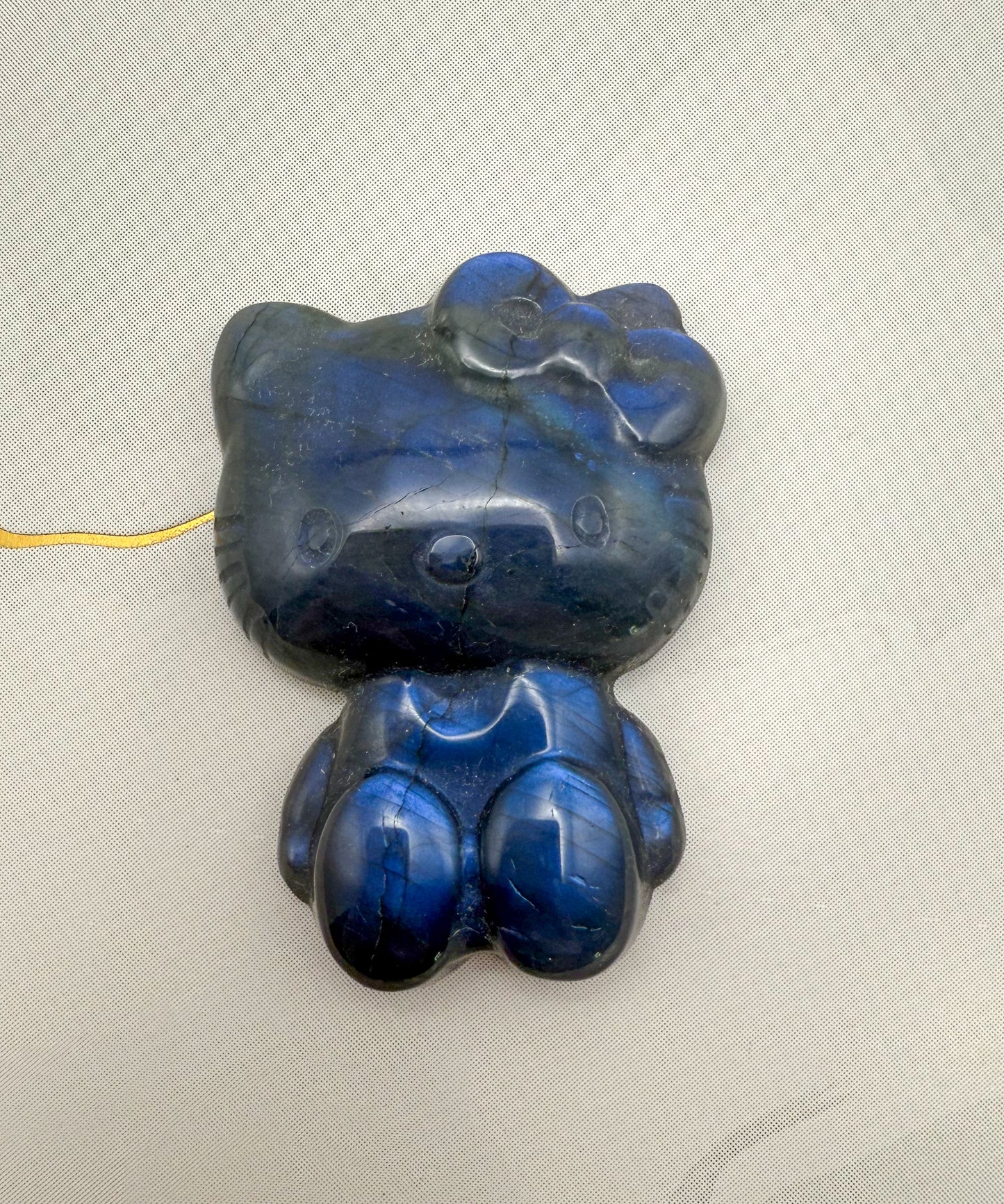 Natural Labradorite Crystal HK Kitty Flatback Decor