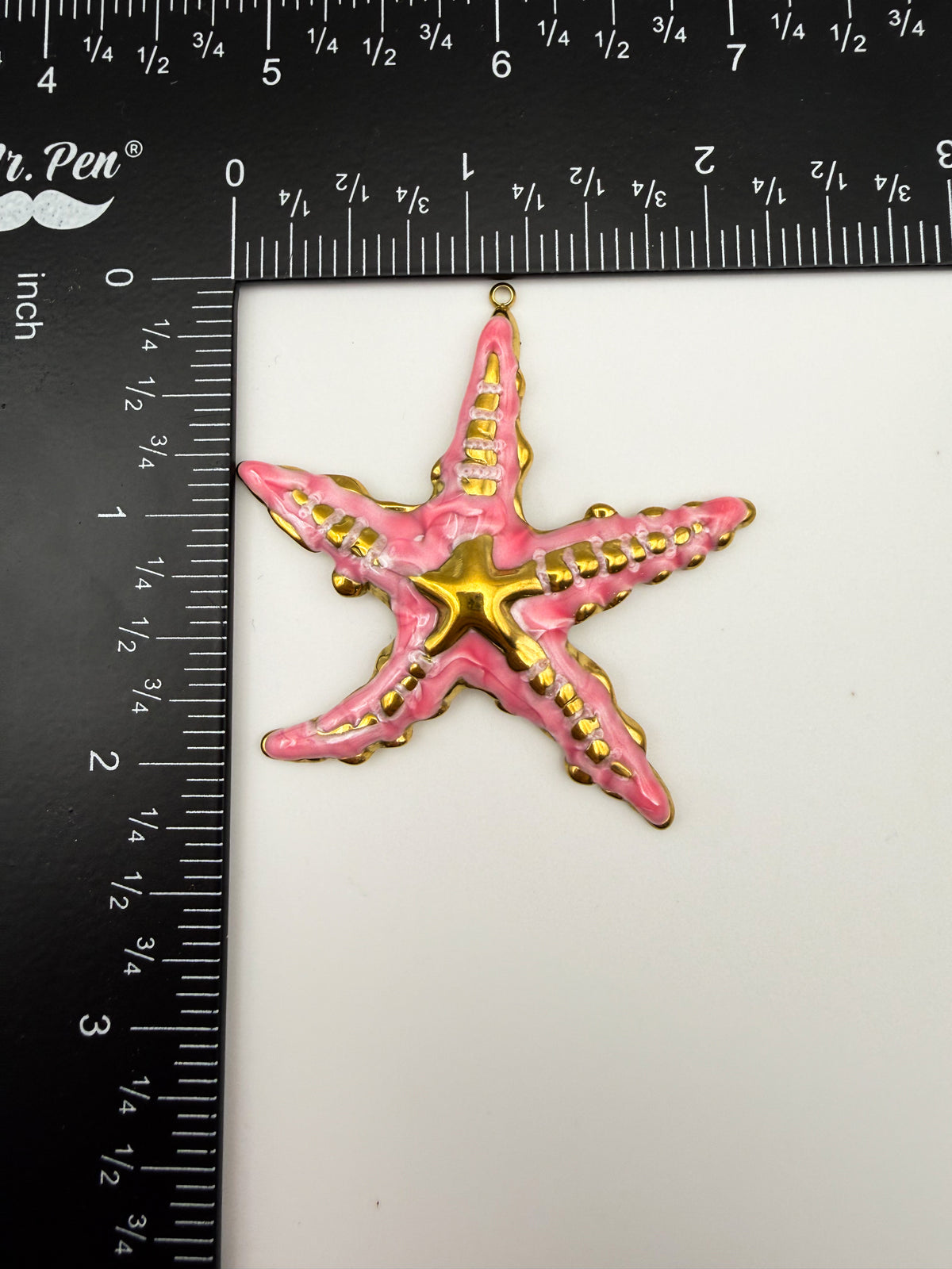 Gold Stainless Steel Pink Enamel StarFish Charm Pendant DIY