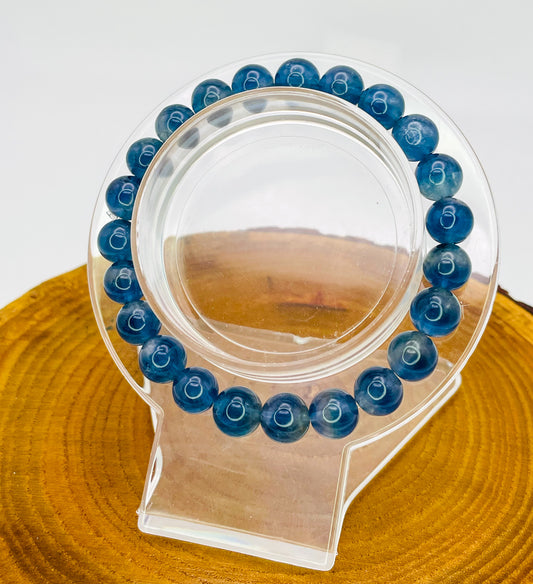 Natural Blue Fluorite Crystal Beaded Stretch Adjustable Bracelet
