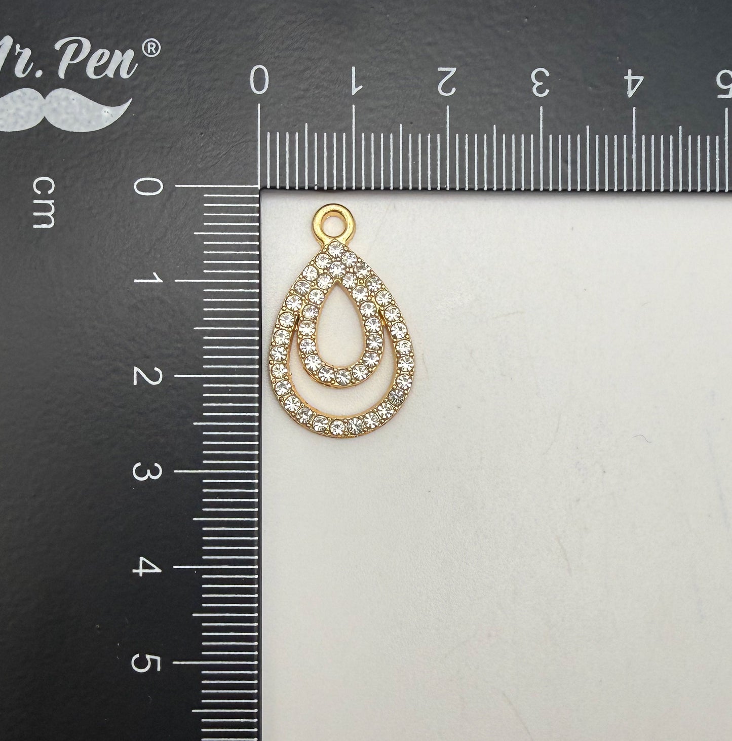 Elegant Rhinestone Double Teardrop Metal Charms