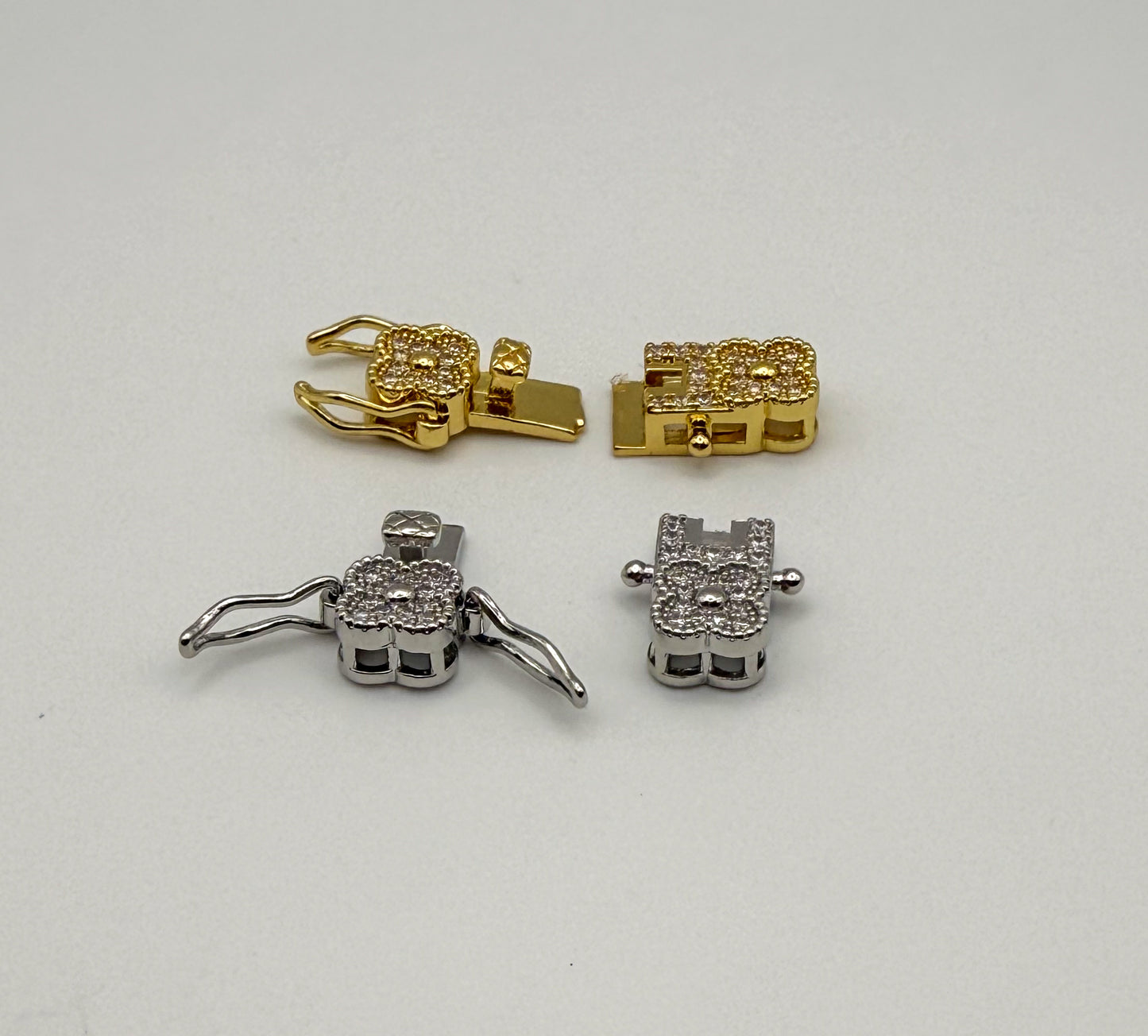 Gold & Silver Clover Closure Clasp for DIY Bracelet Jewelry Making