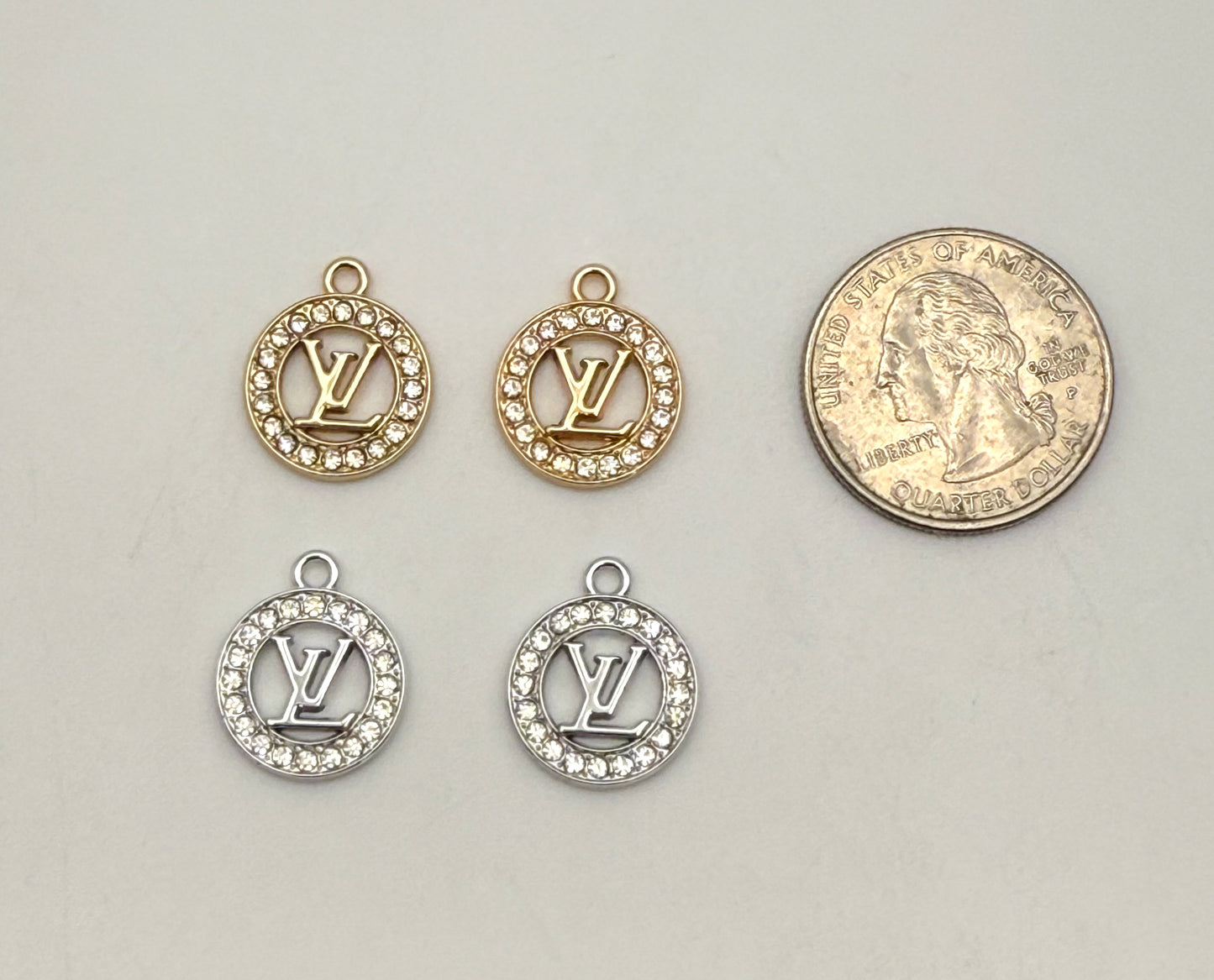 Round LV Designer Gold and Silver DIY Charms