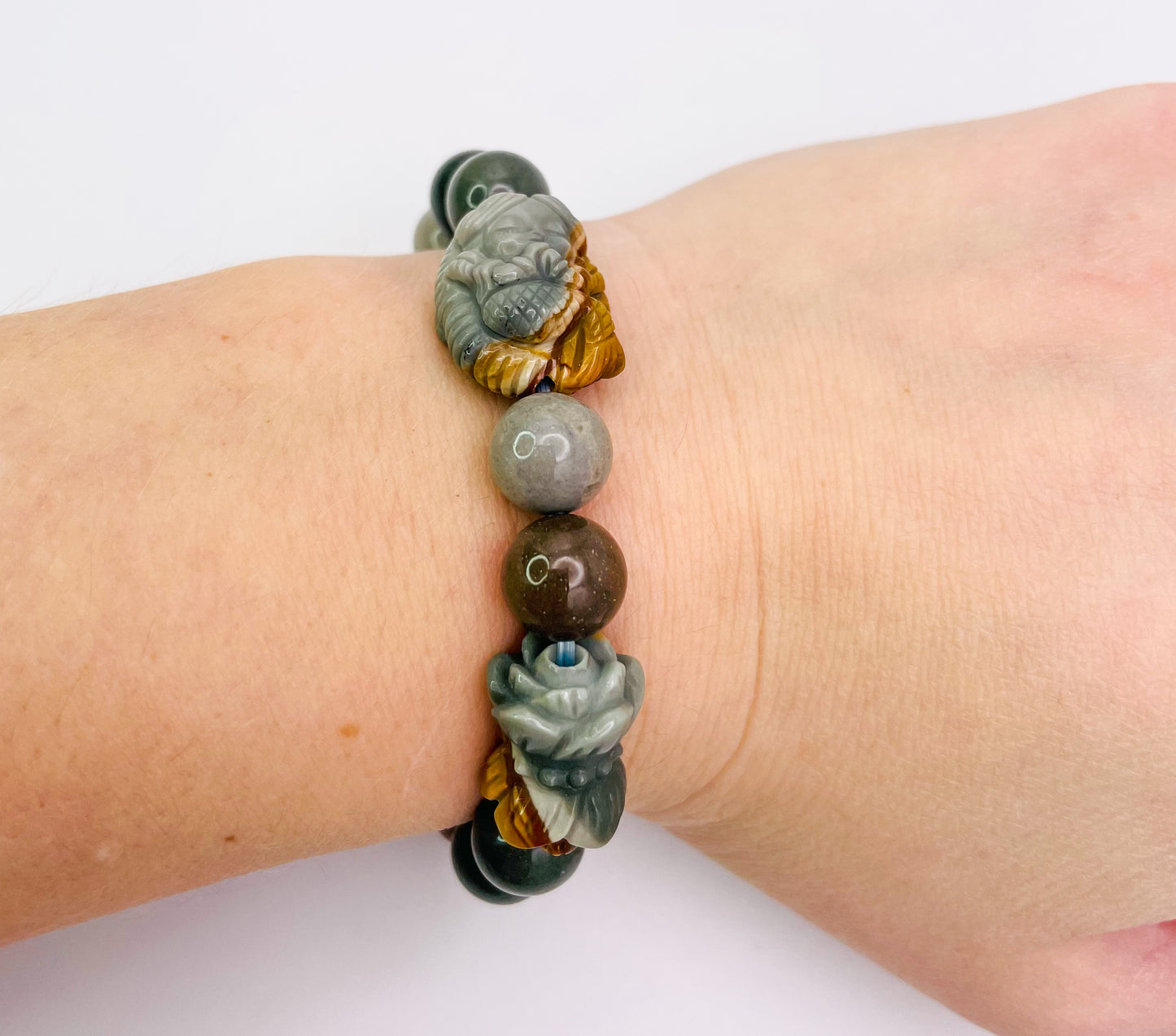 Natural Alashan Agate Baby Mermaid Statement Bracelet