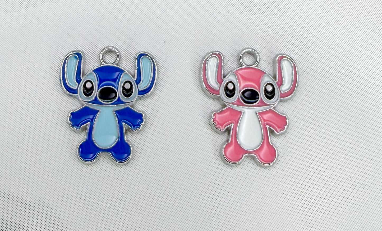 Silver Blue Stitch & Pink Angel DIY Metal Charms