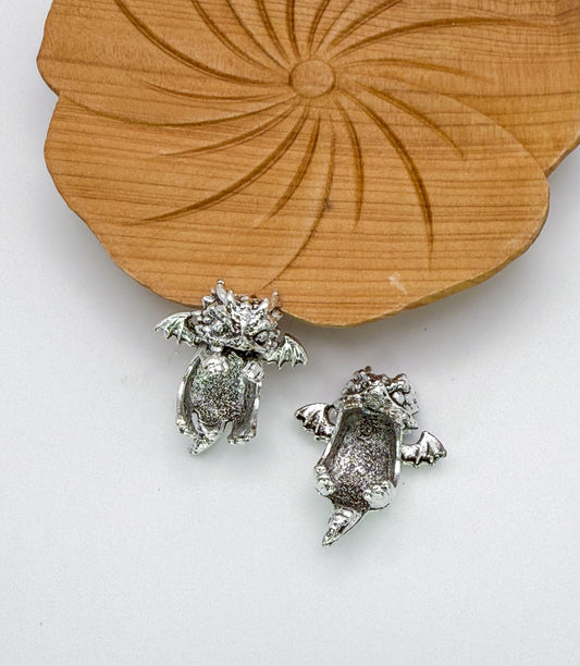 Silver Baby Dragon Bead Holder Charm for DIY Bracelets