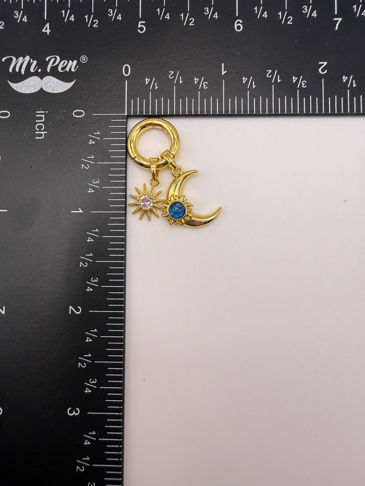 Gold Moon & Star Mini Carabiner Pendant