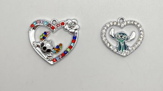 Silver Stitchy Heart DIY Pendants