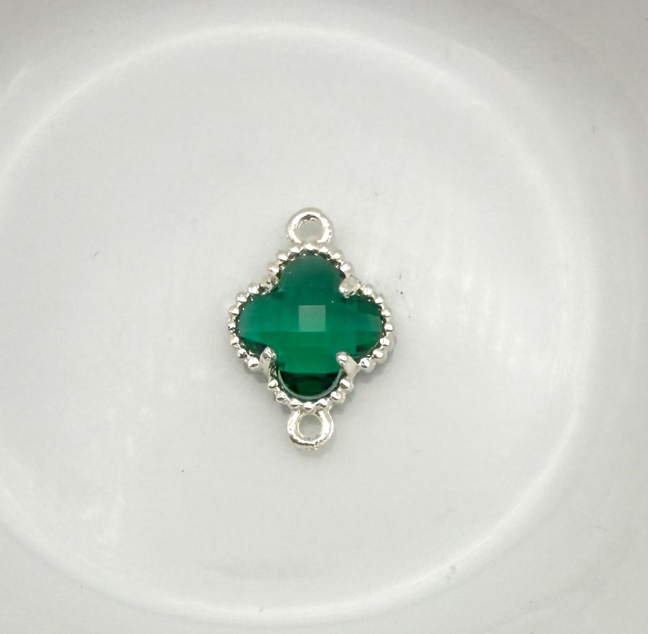 Colorful Double Link Clover Glass Charm Connectors-Gold & Silver