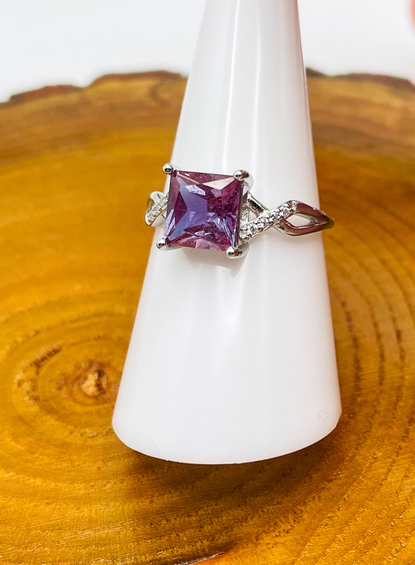 Sterling Silver Alexandrite Square Infinity Adjustable Ring