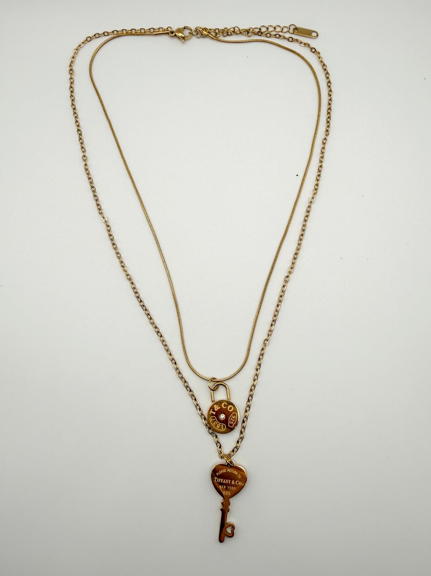Double Layered T&Co. Gold Pendant Necklace