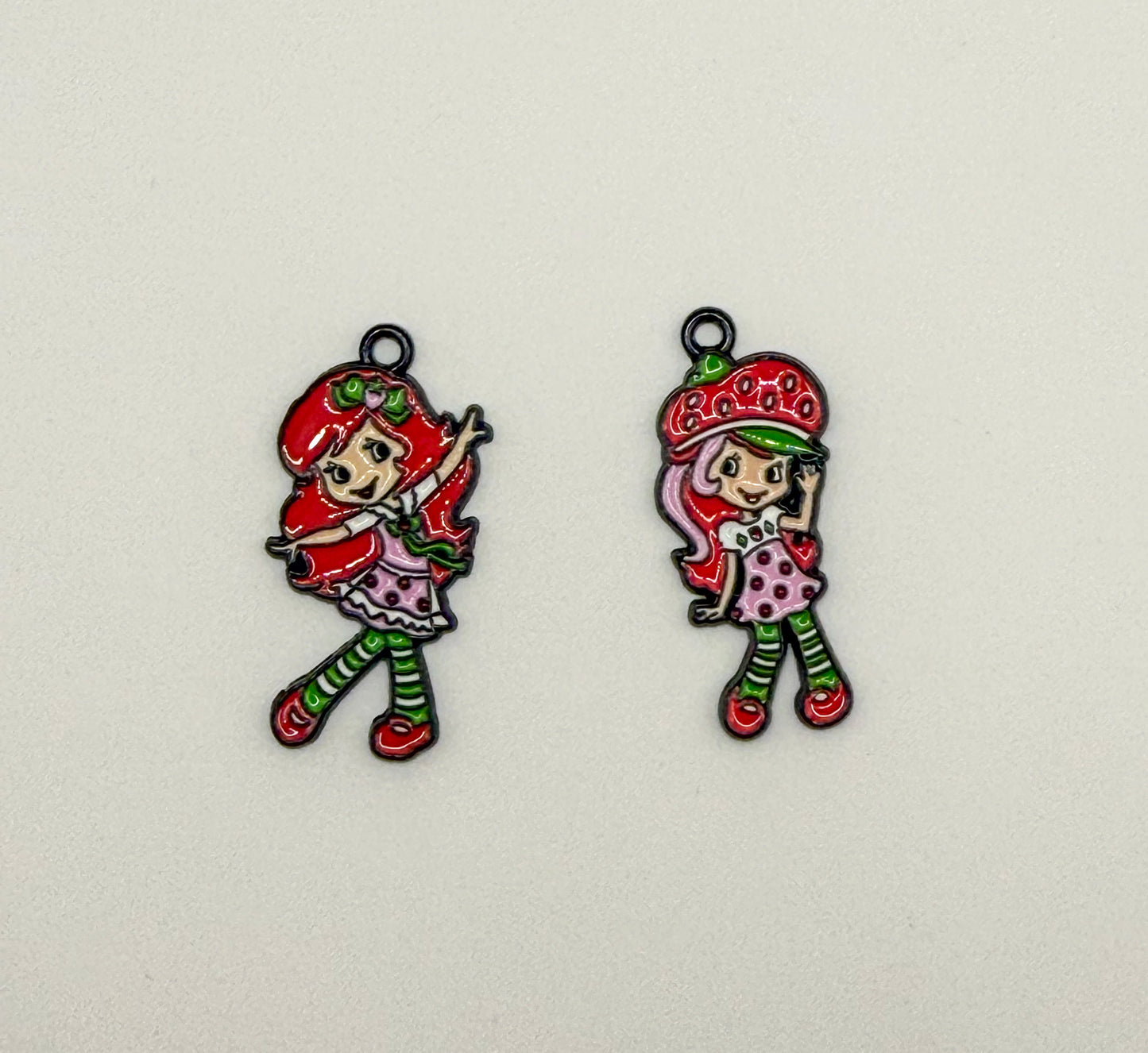 Strawberry Girl Metal Charm