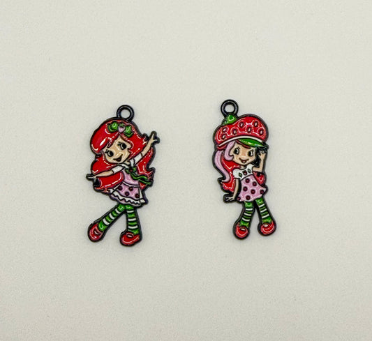 Strawberry Girl Metal Charm